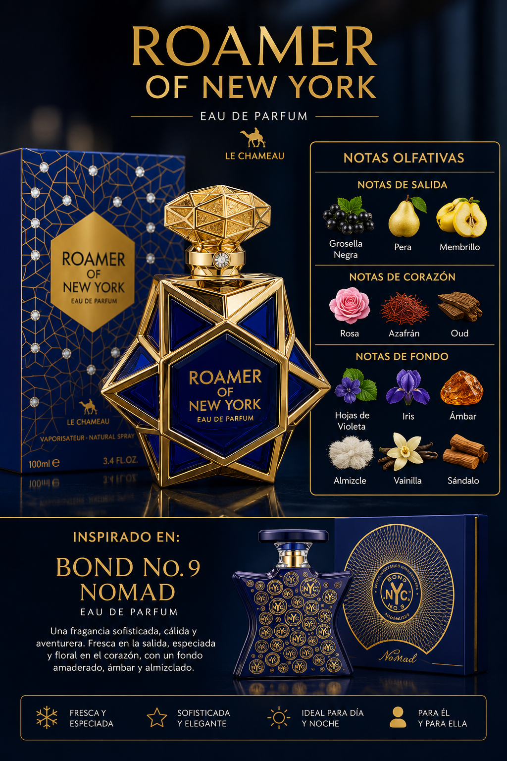 ROAMER OF NEW YORK – LE CHAMEAU
EAU DE PARFUM | 100 ML – 3.4 FL. OZ.