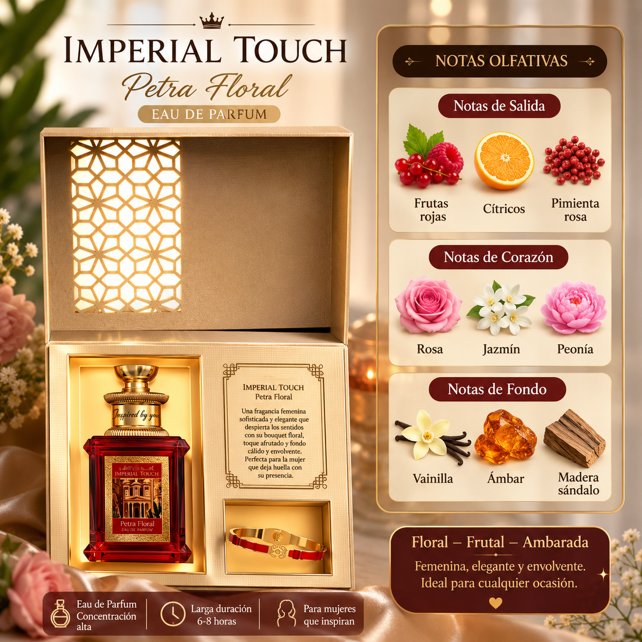 Perfumes Capital - Imperial Touch Petra Floral , Woman Eau de Parfum 3.4oz by Emper