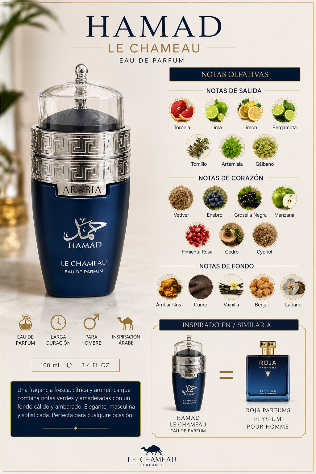 HAMAD ARABIA
LE CHAMEAU
EAU DE PARFUM — 100 ML